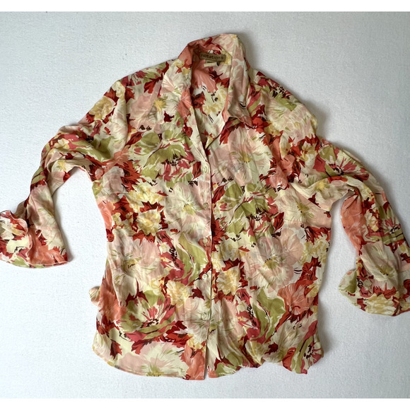 Notations Floral Blouse And Skirt Set Women’s Size XL Sheer Beach Wedding Easter - Picture 2 of 15